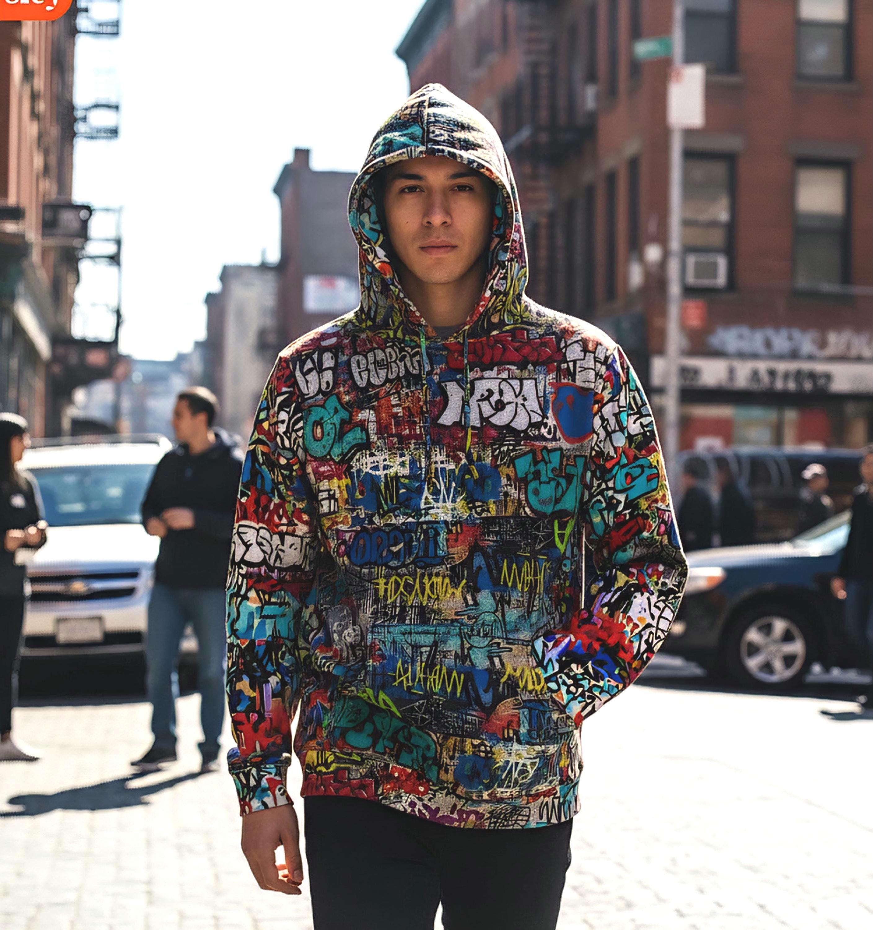 Abstract Graffiti Children's Hoodie: Wild Streetwear Pullover Gift For Kids