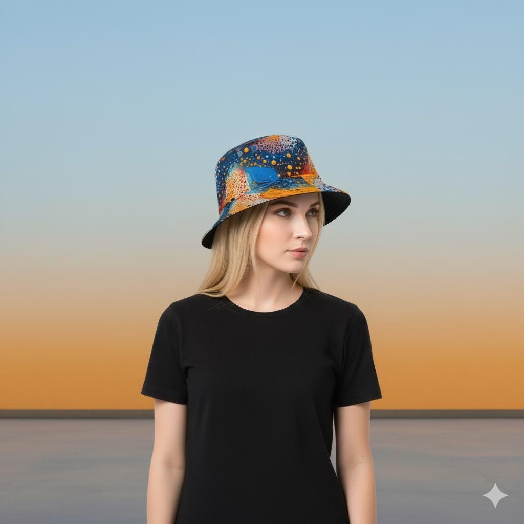 Copy of Abstract Cosmic Dot Painting Bucket Hat | Colorful Space Pattern