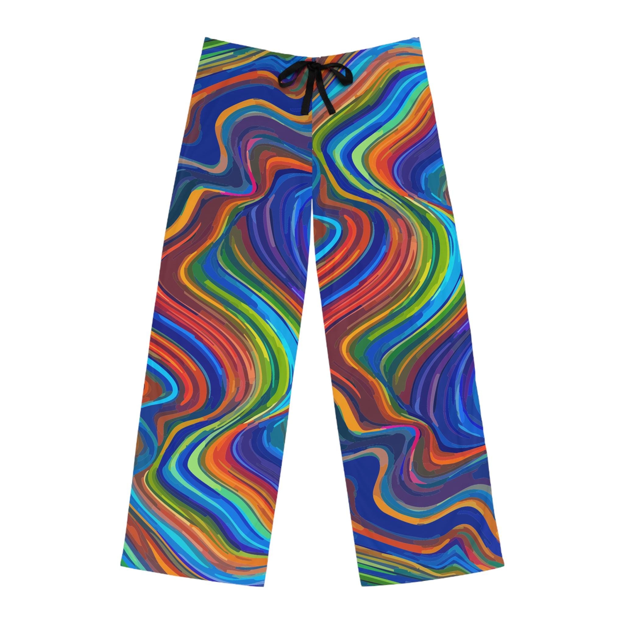 Colorful Swirl Pattern Pajama Pants | Abstract Rainbow Marble Print