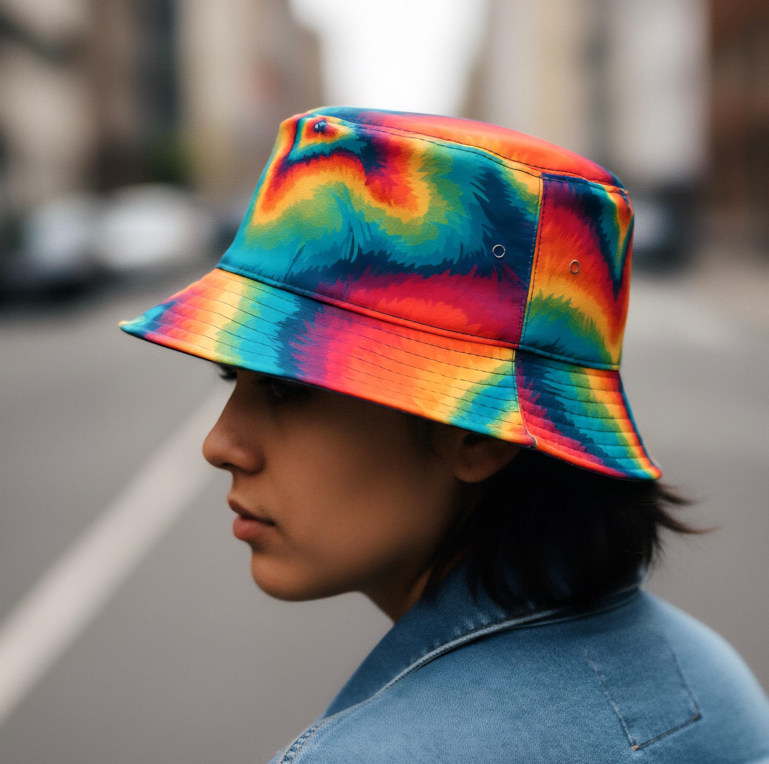 Colorful Bucket Hat: Bold Psychedelic Design, Summer Sun Hat