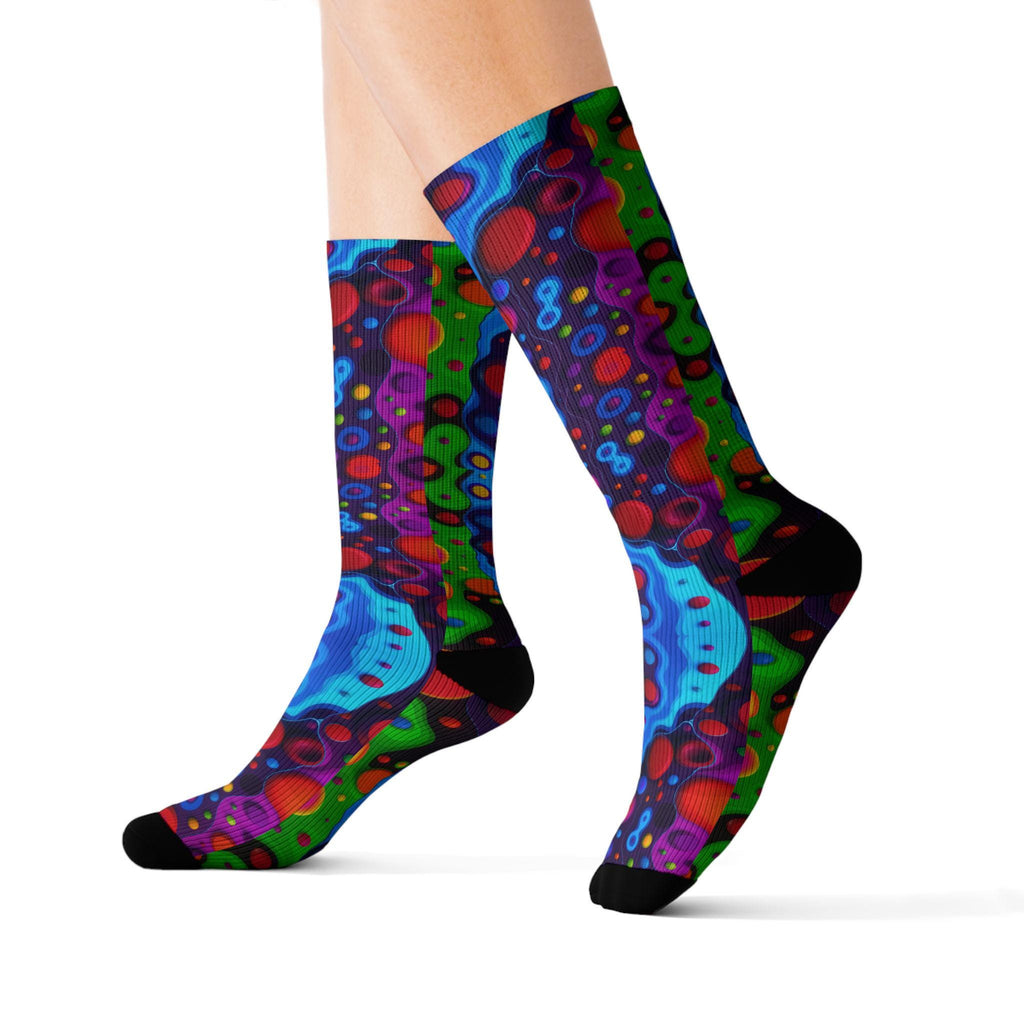 Abstract Print Sublimation Socks, Unisex Polyester Blend