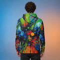 Trippy Rasta Splatter Ink Hoodie | Acrylic Pour Psychedelic Unisex Pullover | Vibrant Colorful Festival Sweatshirt