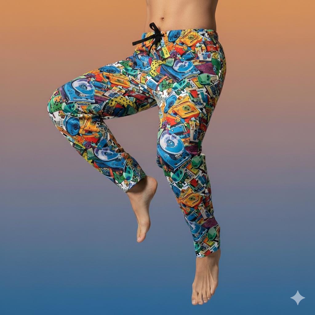 90s Mixtape Pajama Pants, Retro Music Lounge Sleepwear, Men's Festival Gear