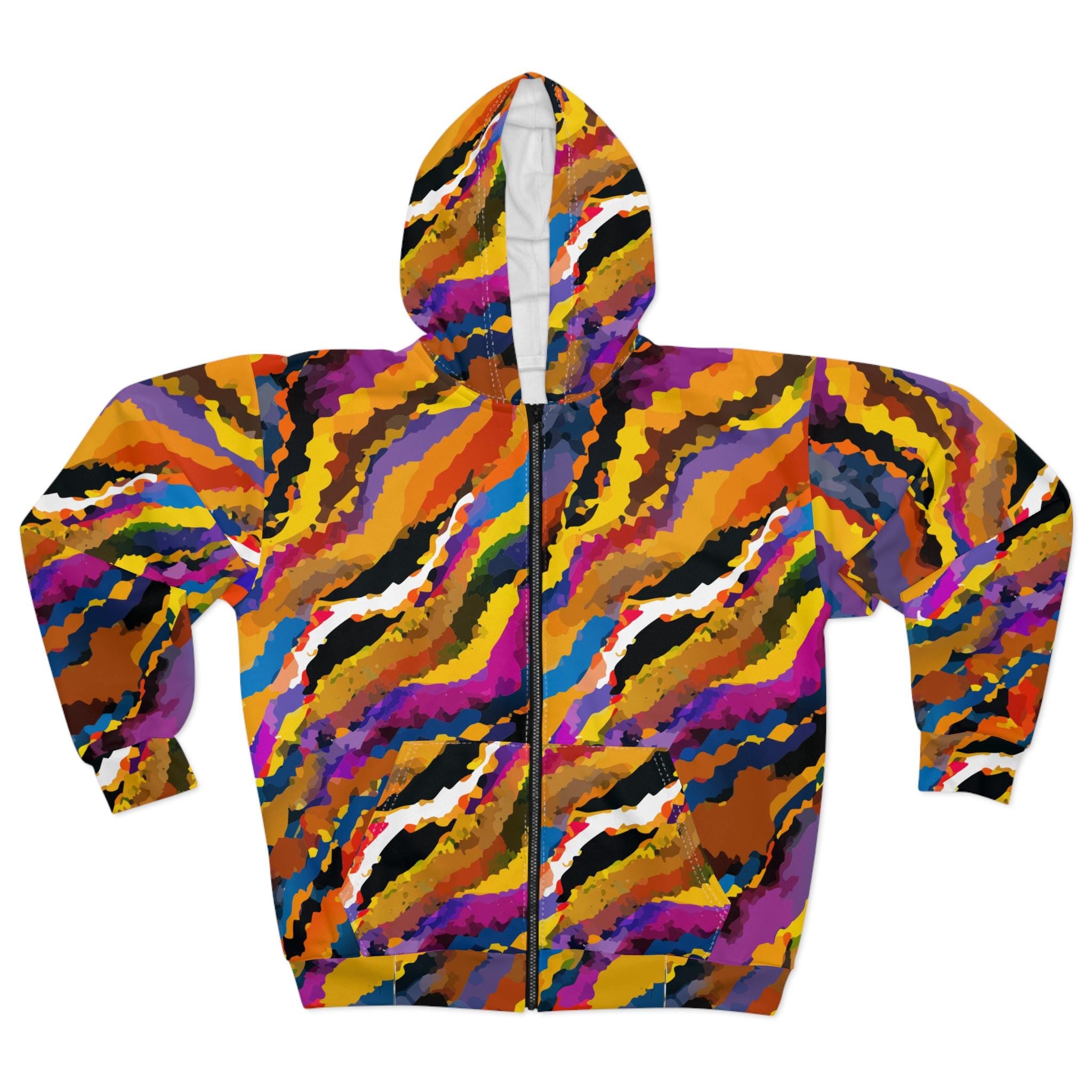 Crisp Burn Colors Hoodie | All-Over Print Zip Hoodie