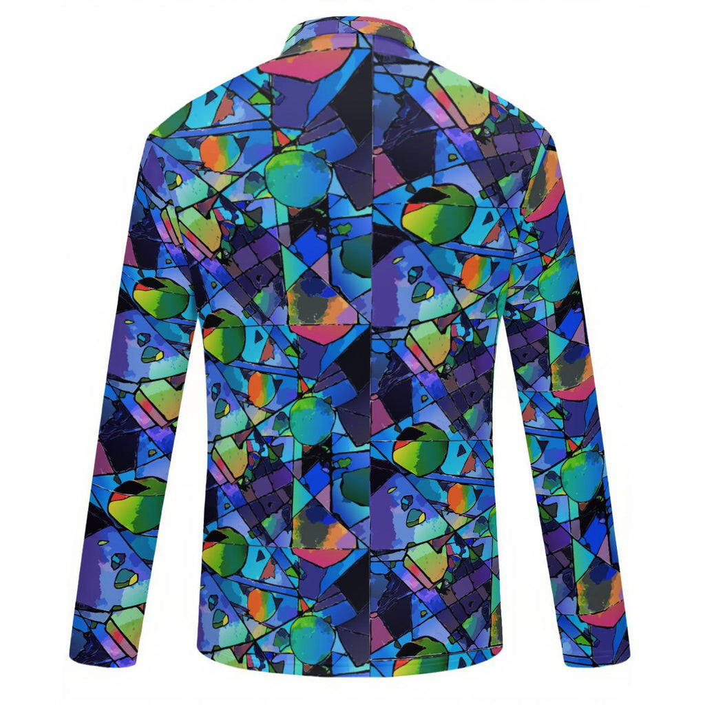 Abstract Geometric Streetwear Long-Sleeve Polo