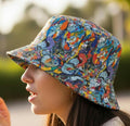 Abstract Patchwork Bucket Hat: Magazine & Book Page Design