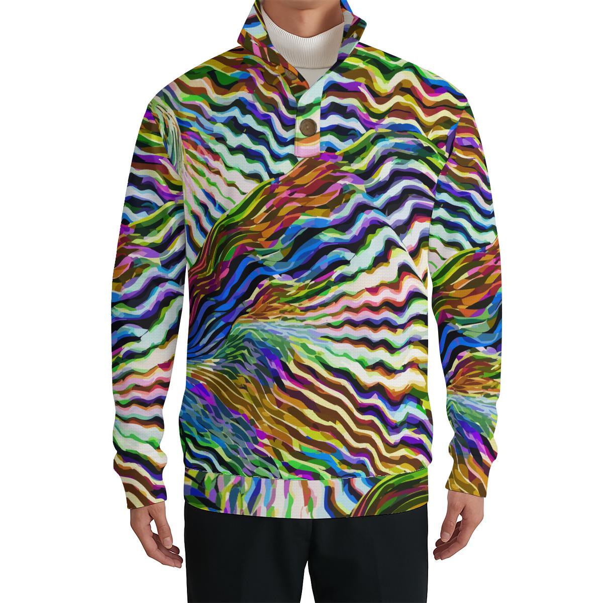 Vibrant Wave Art Maximalist Pullover