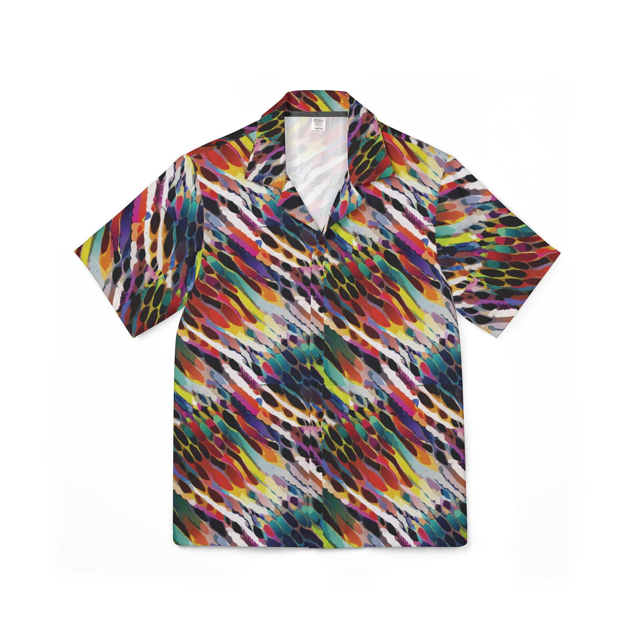 Button Down Shirt - Kaleidoscope Colorful Holographic Style - Abstract Business Casual Attire With Metallic Accents