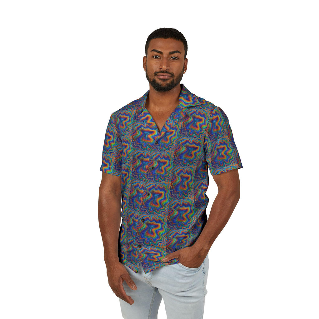 Jewel Tone Linen-Texture Camp Shirt Men's Hawaiian AOP | All-Over Sublimation
