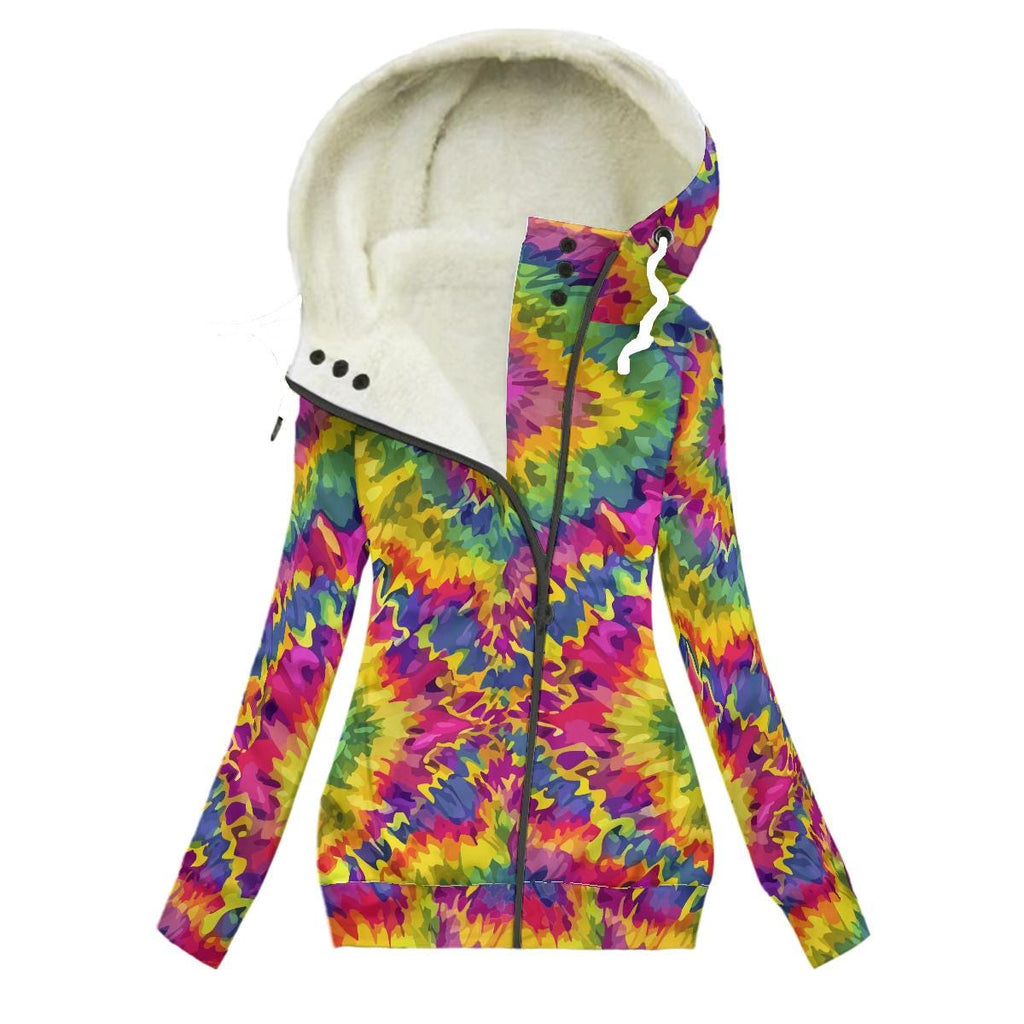 Psychedelic Tie-Dye Plush Streetwear Hoodie