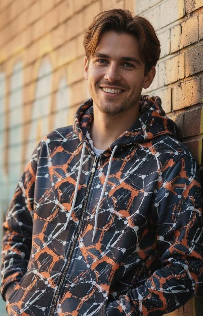 Cyberpunk Network Hoodie | Urban Techwear Splatter Art | Futuristic Streetwear Pullover | Abstract Dark Grunge Sweatshirt