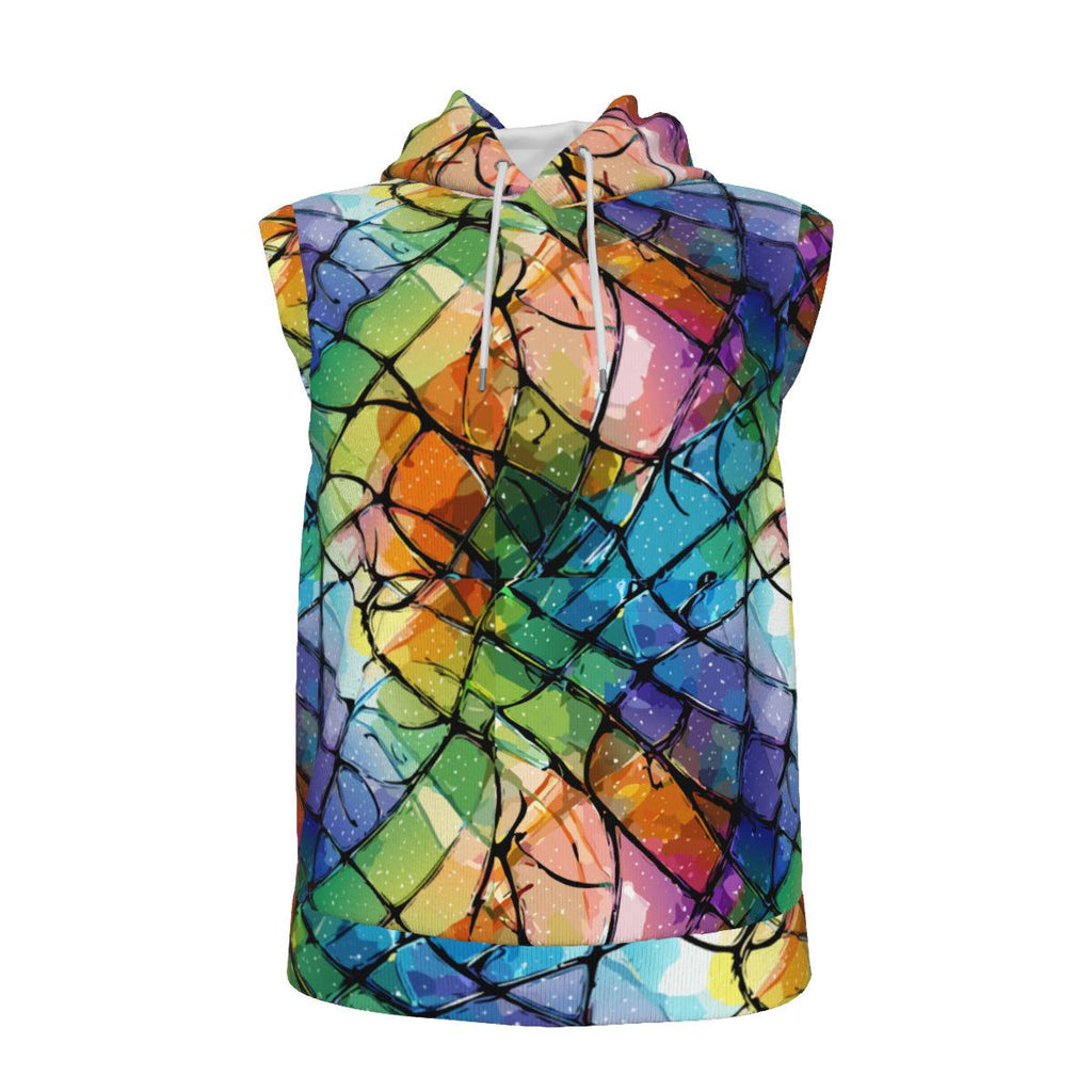 Breaking Glass Pattern All-Over Print Unisex Hooded Vest | 310GSM Cotton