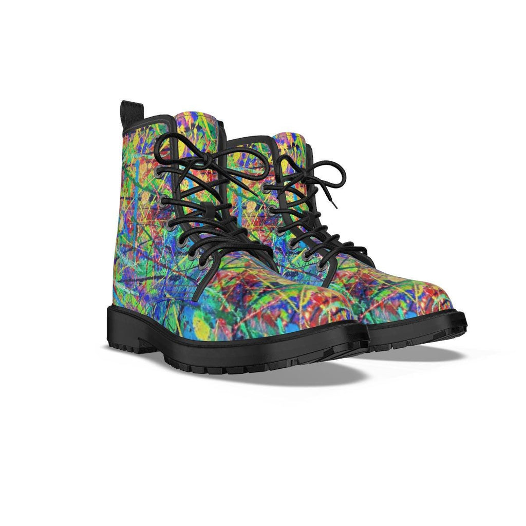 All-Over Print Women's Martin Short Boots With Black Bottom