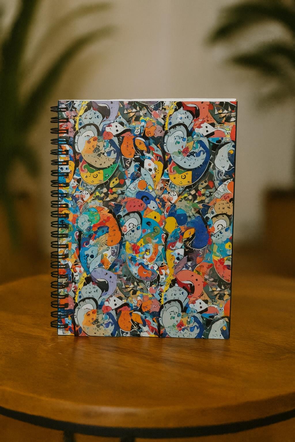 Abstract Sticker Collage Spiral Notebook: Artistic Journal