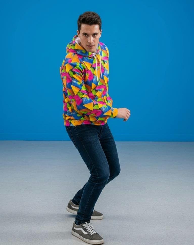 Colorful Geometric Triangle Pattern Hoodie | All-Over Print