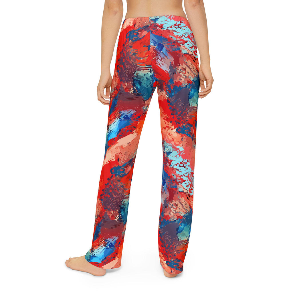 Abstract Art Kids Lounge Pants | Vibrant Red Blue Painterly Joggers - Sensory Friendly Creative Play Toddler Pajamas - Maximalist Motifs