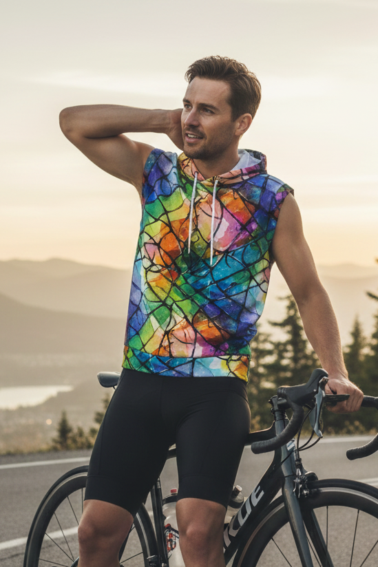 Breaking Glass Pattern All-Over Print Unisex Hooded Vest | 310GSM Cotton